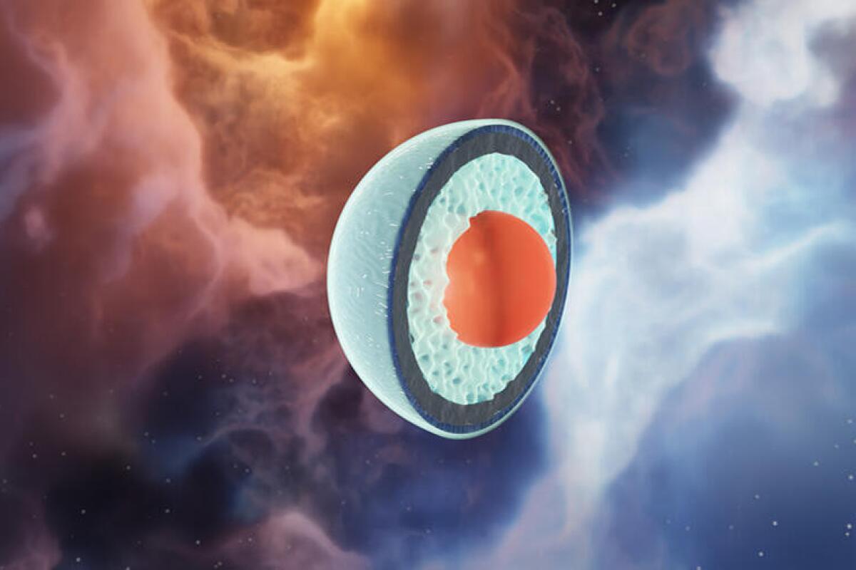 An artist's concept of the layers of a neutron star, including the quark core