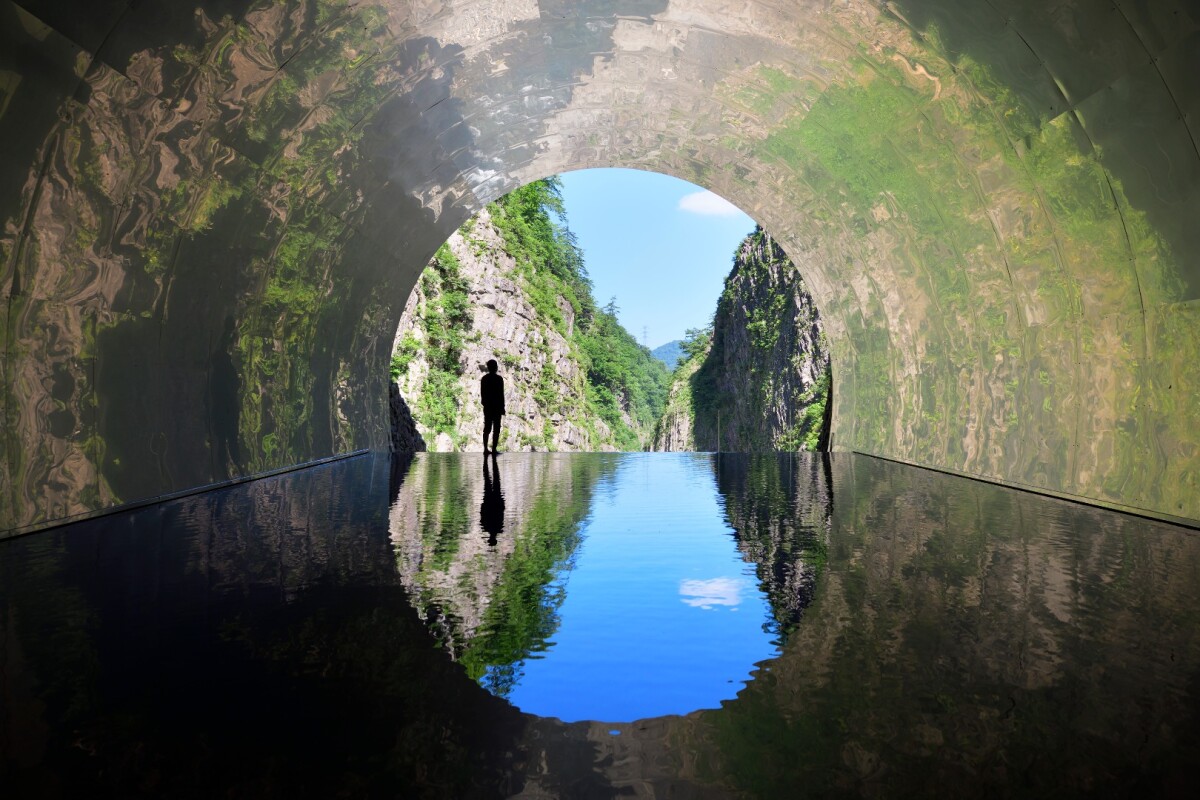 The "Light Cave" installation at the renovated Kiyotsu Gorge Tunnel