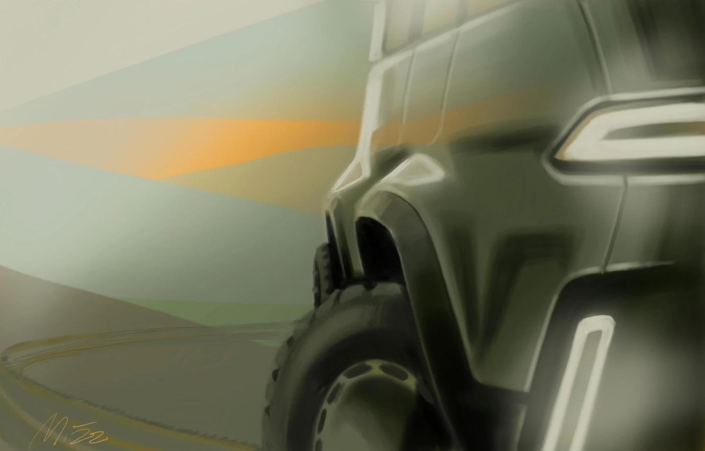 Potential Motors vehicle teaser design sketch
