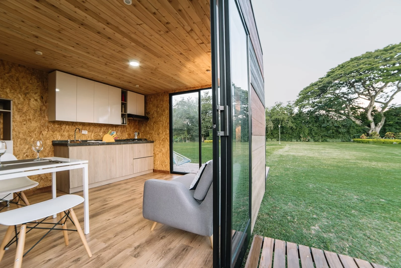 The VIMOB's sliding doors open to provide a connection to the outdoors
