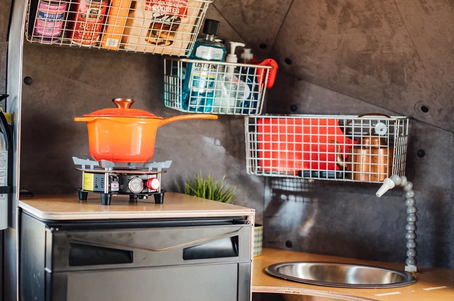 The kitchen and wire organizers are available options