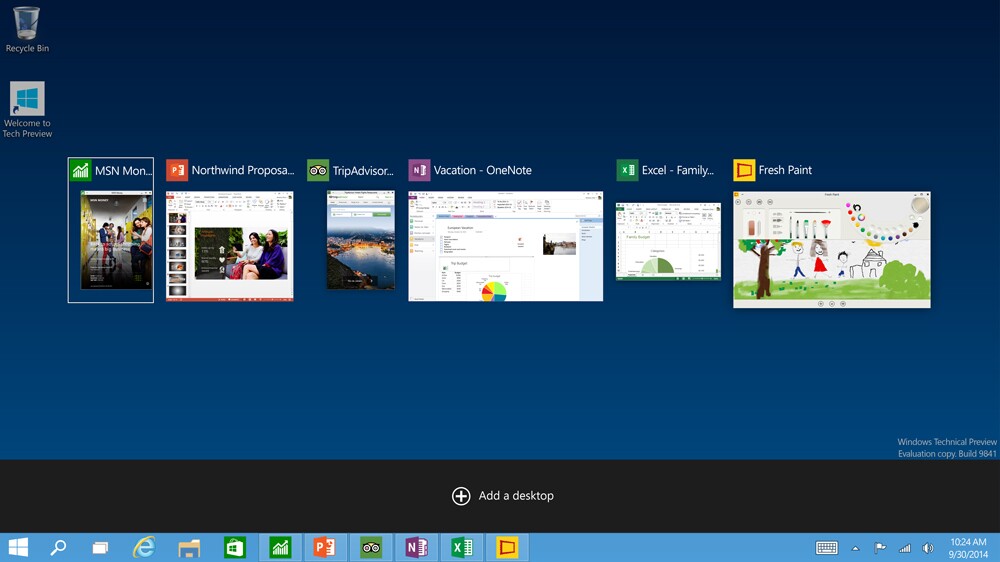 The new version of the OS offers a Task view feature that shows all open program windows