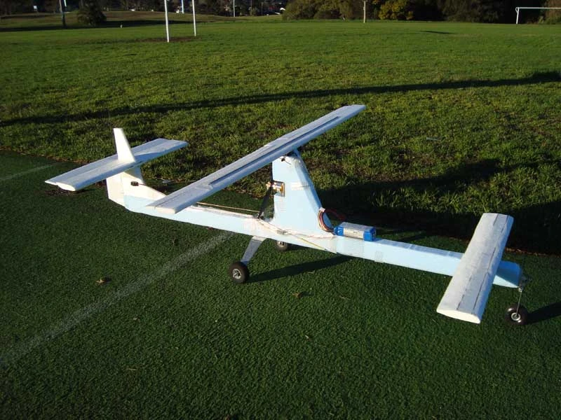 This blue foam prototype demonstrated entry, sustained flight and exit from the transition envelope