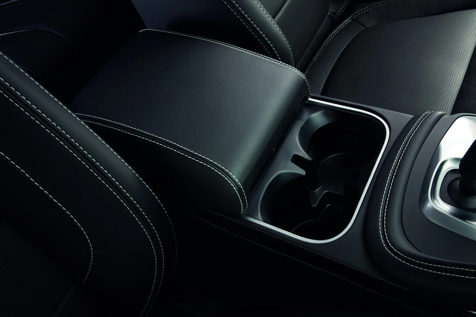 A smaller console with cupholders