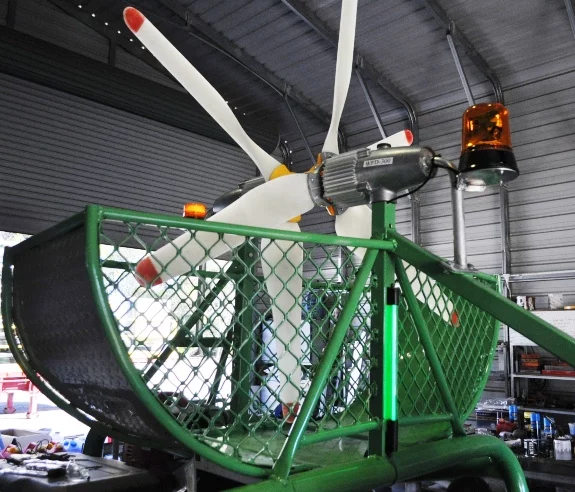 Close up of the rooftop-mounted turbines on the modified Mini Moke
