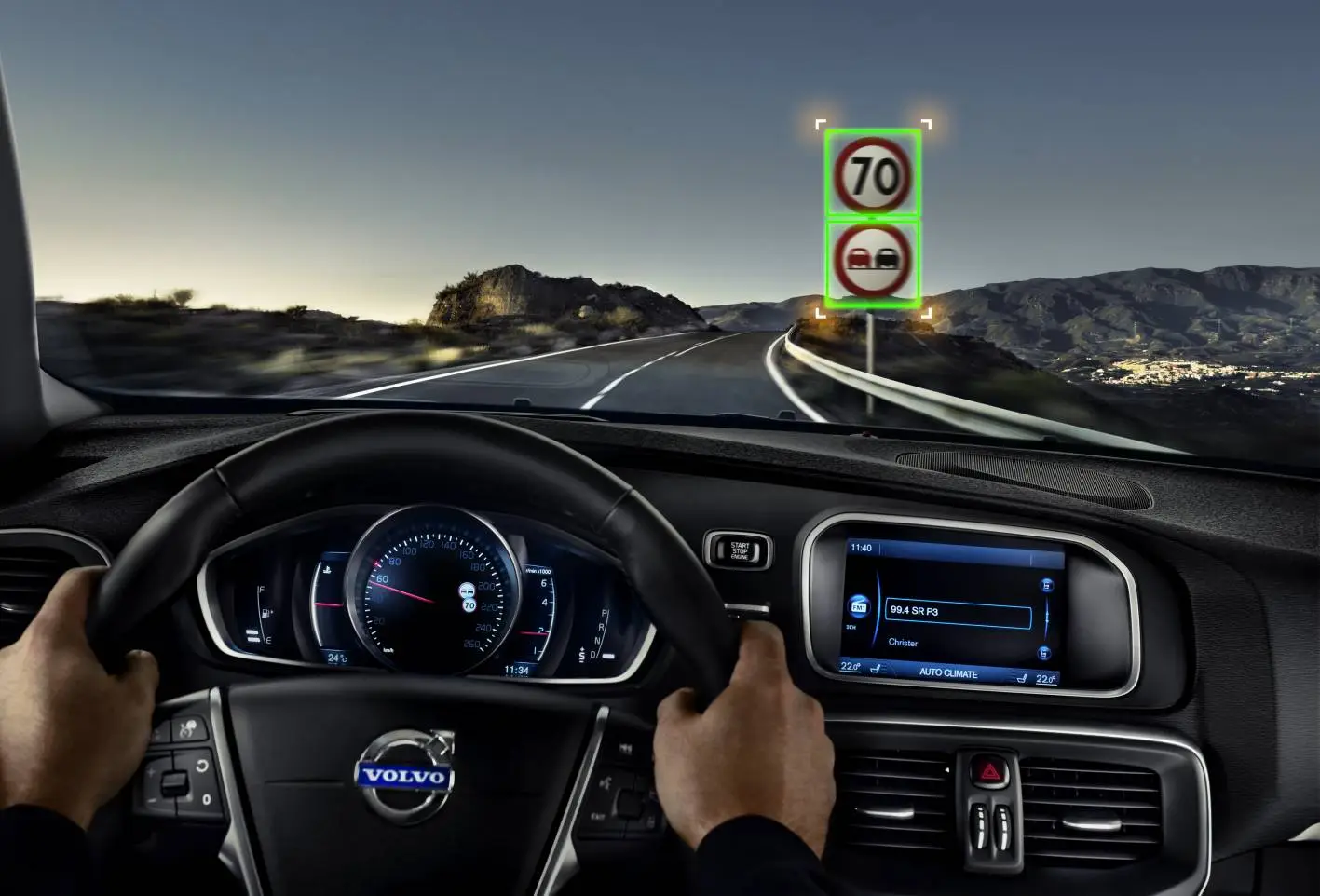 The Volvo V40 features updated City Safety technology (now active at speeds up to 50 km/h)