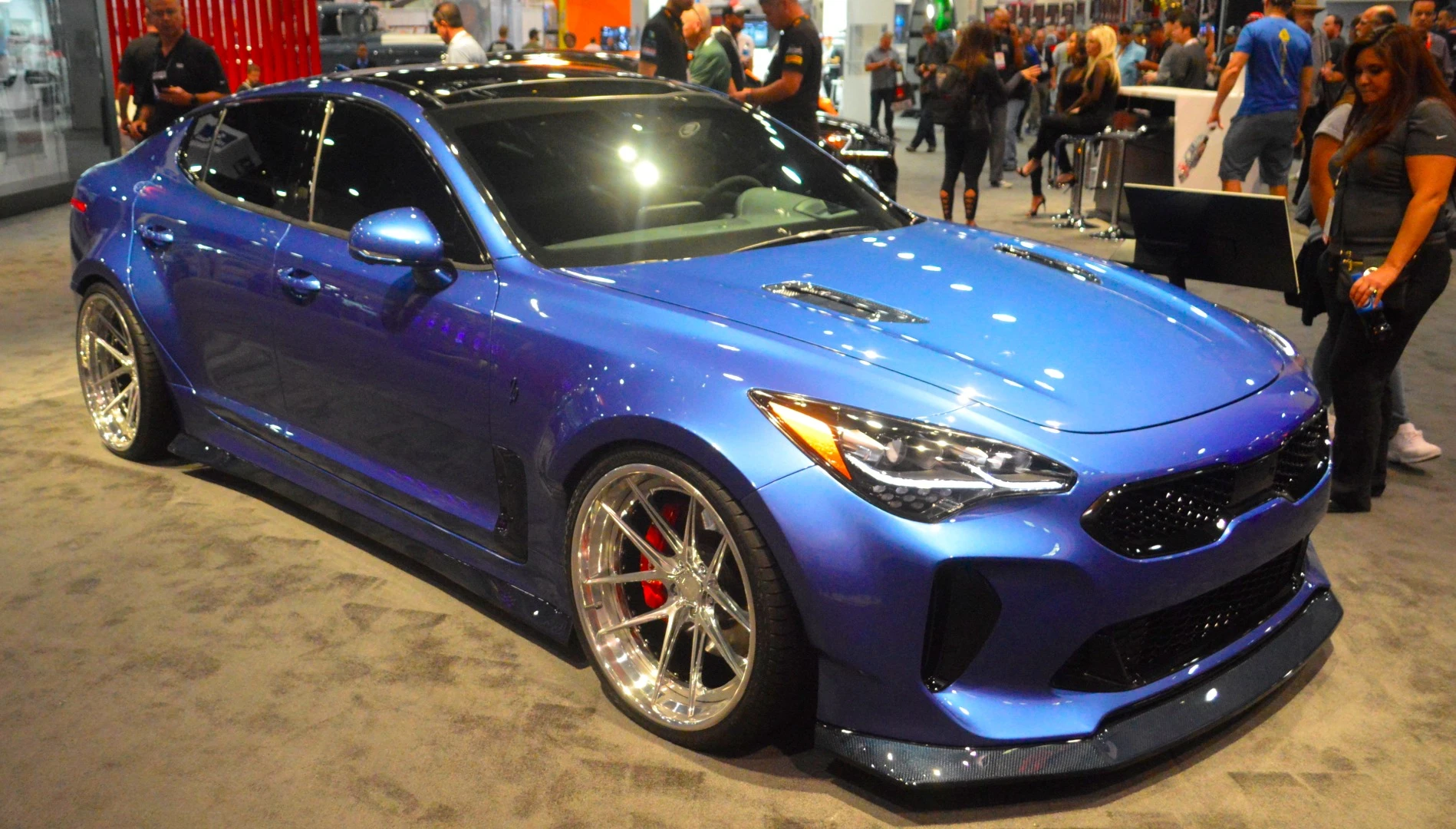 Kia's new Stinger GT gets an aero kit, 21-in custom wheels, a lowered suspension, blue metallic paint and more