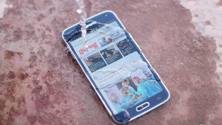 The Galaxy S5 is water resistant, rated IP67