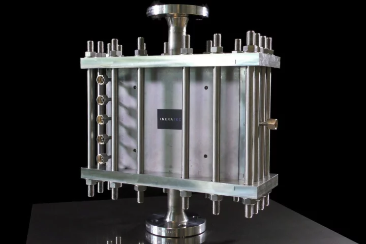 The chemical reactor at the heart of the Ineratec system designed to convert CO2 from the air into liquid fuels
