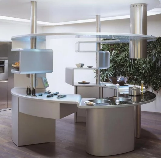 Acropolis is the concentric kitchen, designed to be in the centre of the room to meet the needs of the man who wants to have everything around him