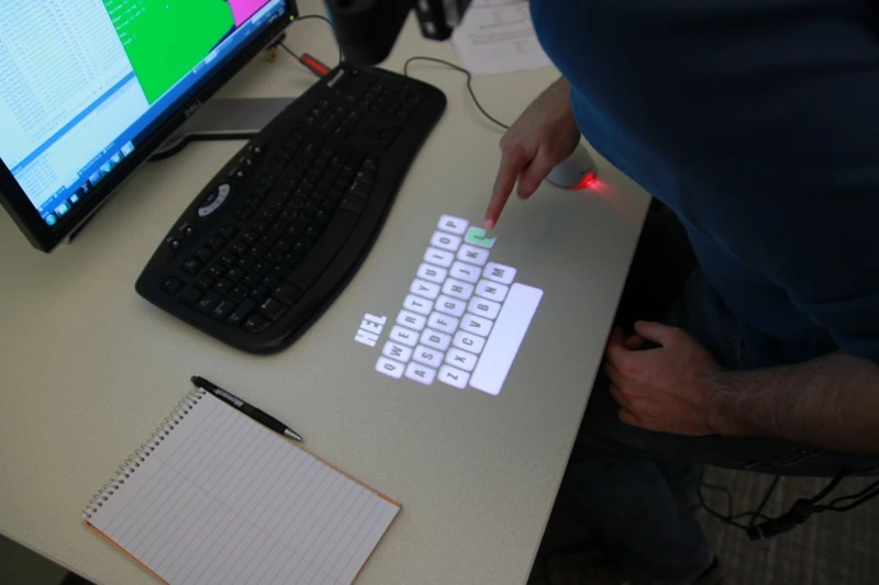 OmniTouch displays interface on a desktop
