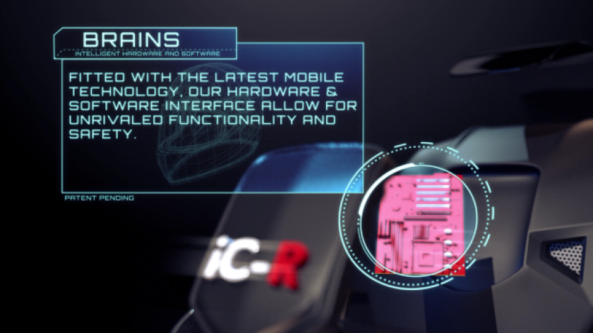 iC-R helmet - sensors will include GPS, LiDAR and twin cameras.