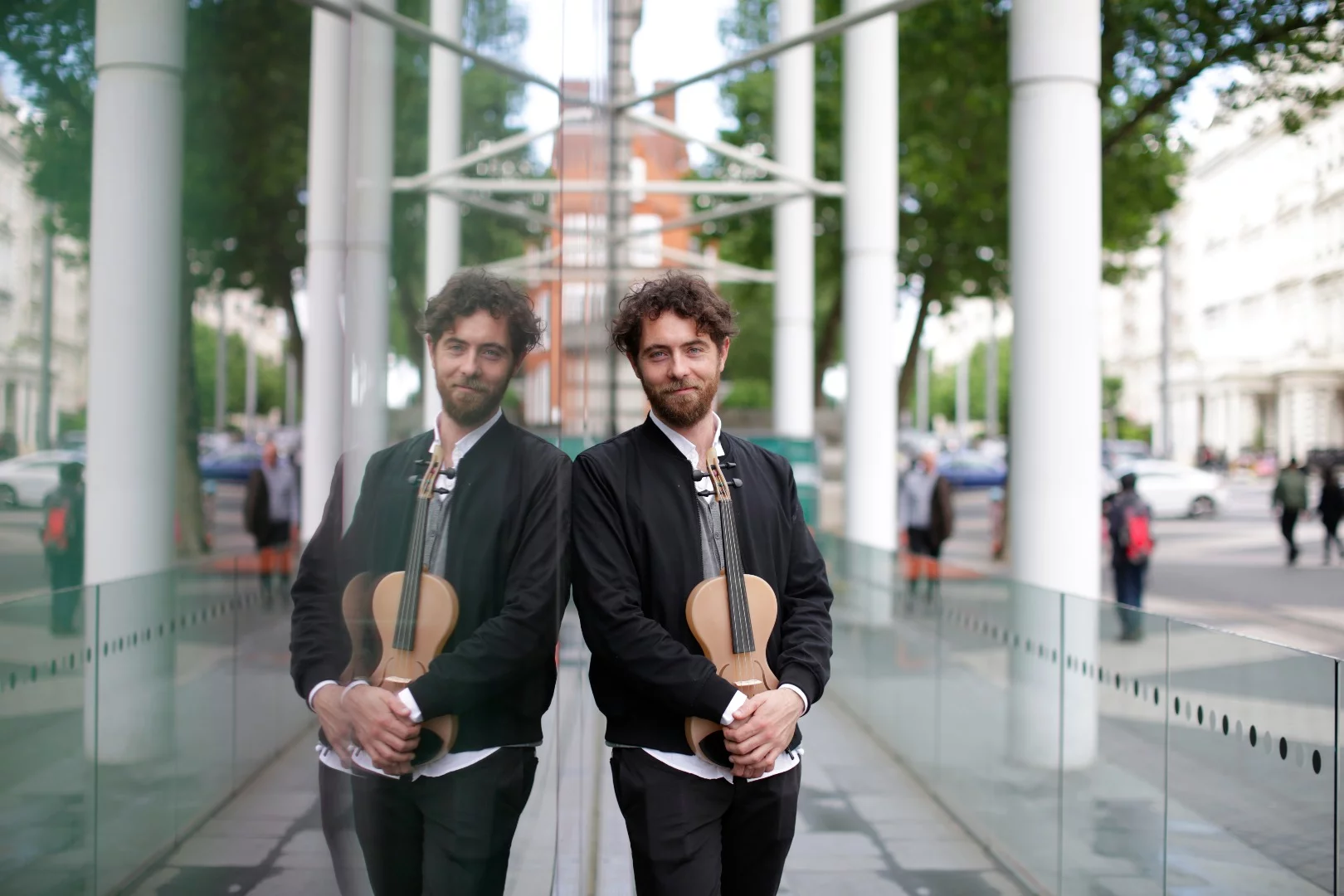 Luca Alessandrini with his prototype violin