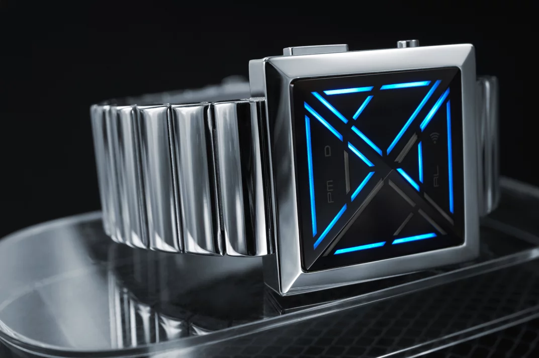 The Kisai X is available in stainless steel case and strap with silver or black finish