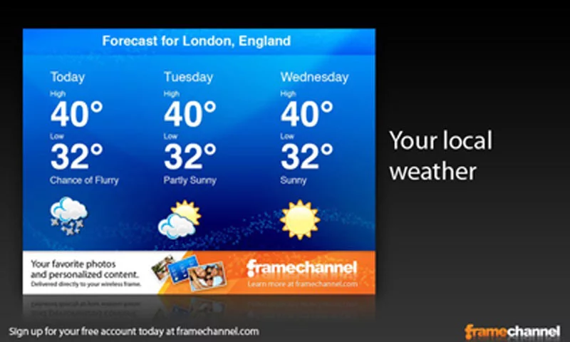 Intouch IT7150 wireless Internet frame lets you check the weather forecast, amongst other things