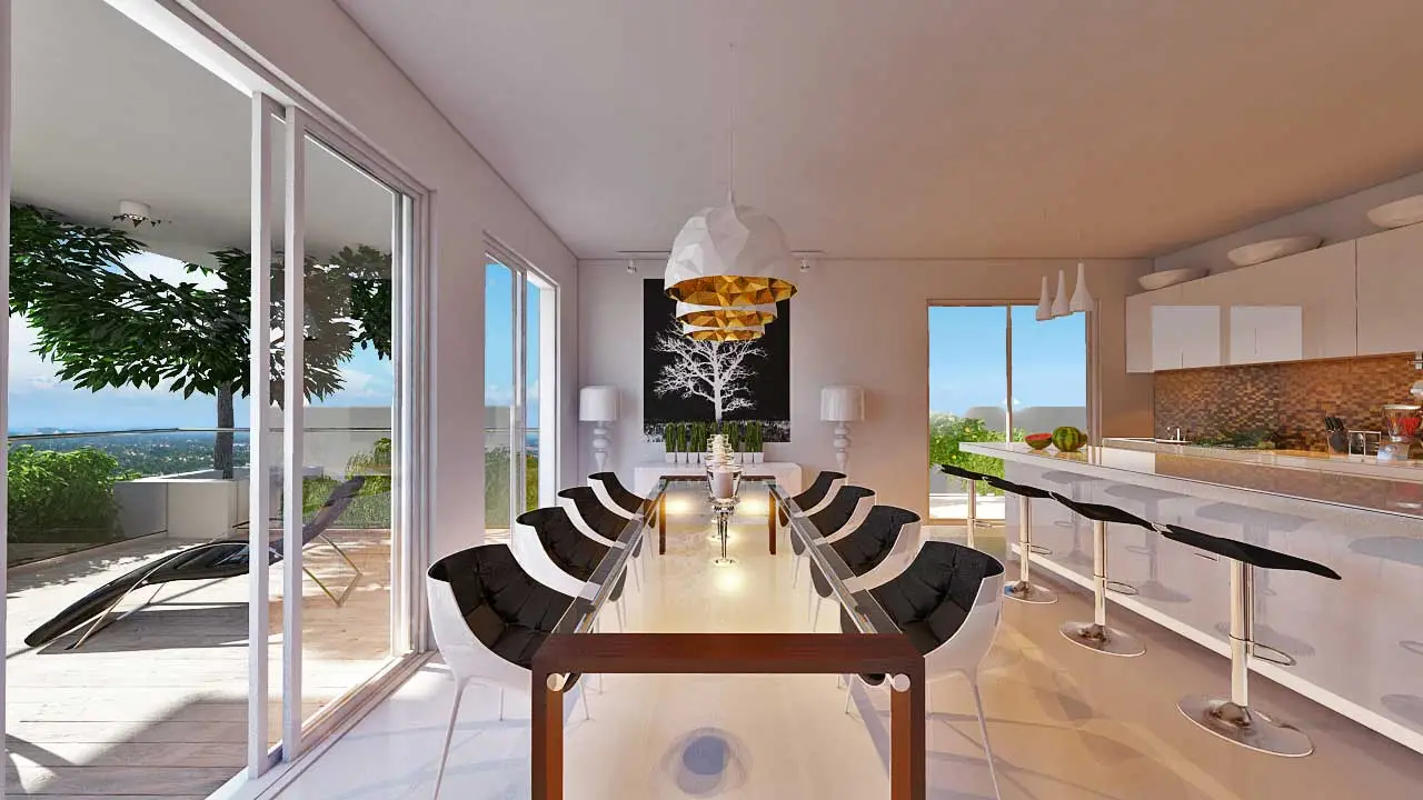 The apartments are designed to give the residents a sense of ground-level living, as well as privacy and tranquility despite being located in a bustling city