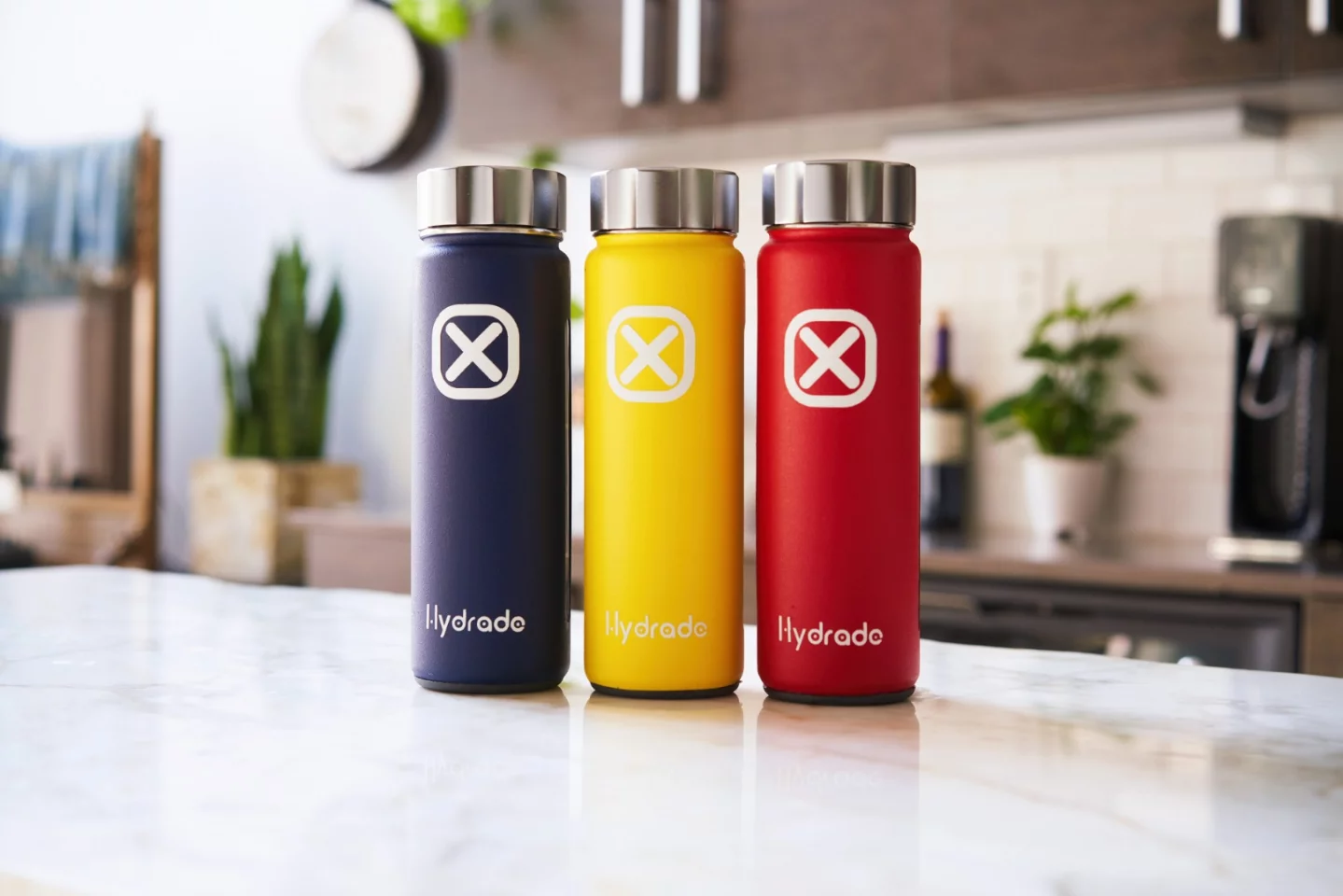 Hydrade comes in a range of colors, including marble and wood effects and brushed steel