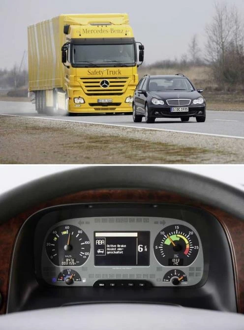 Derived from the proximity control system, this emergency braking system automatically initiates emergency braking action if it detects an impending collision with a moving obstacle. This substantially reduces the speed of collision, dramatically reducing