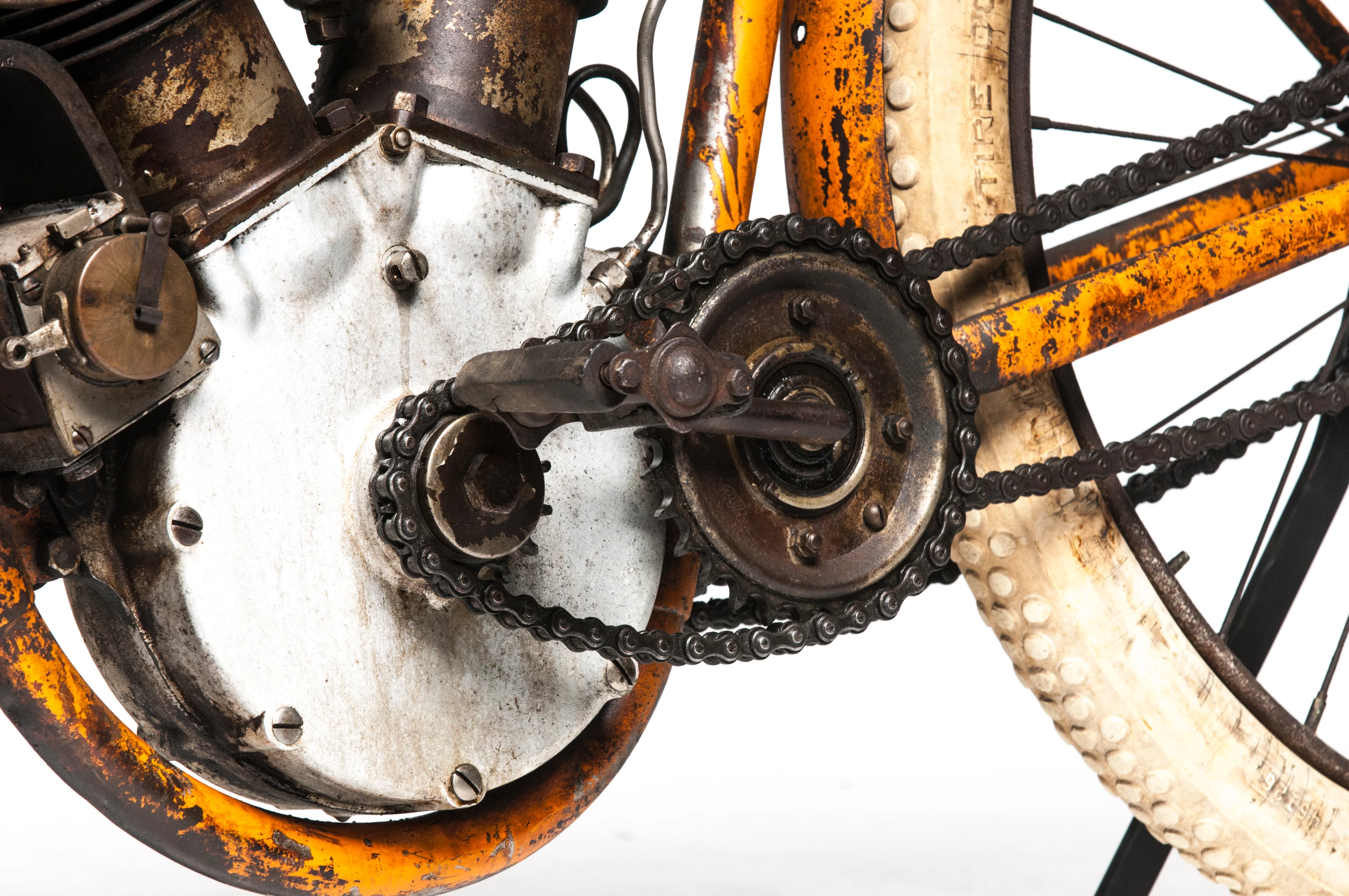 This 1911 Flying Merkel board track racer is in completely original condition, and is regarded as one of the central gems of the entire E.J. Cole collection. We covered the importance of board track racing to America's motorcycle heritage in the Cyclone article recently, and this big v-twin embodies that character.