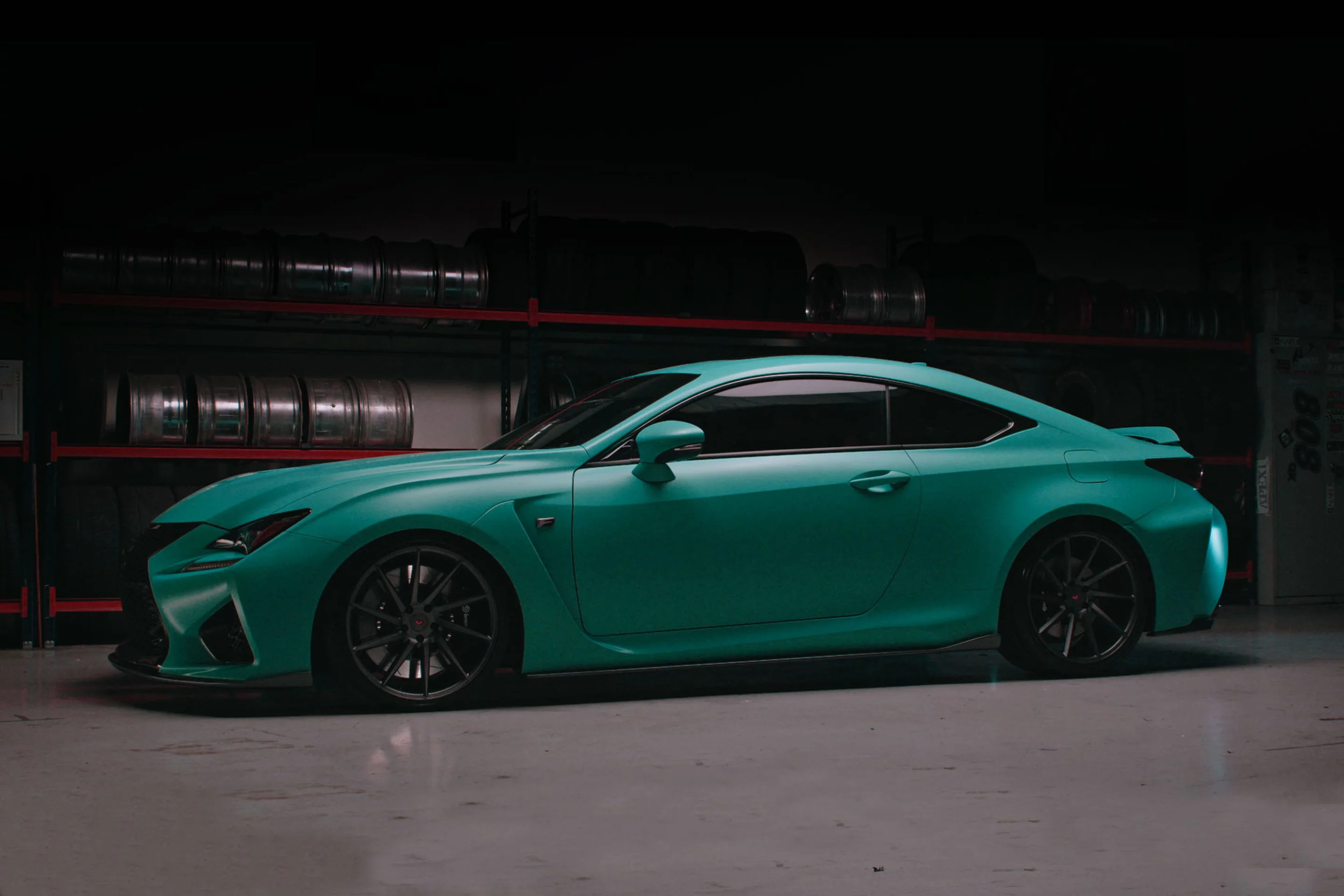 The Lexus RC F Insta-Built's body is finished in a special shade of Seafoam