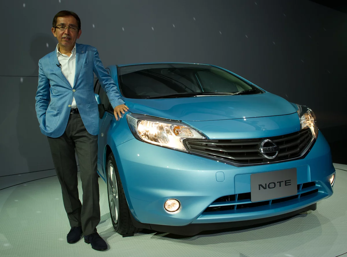 Nissan Chief Creative Officer Shiro Nakamura alongside the new Note