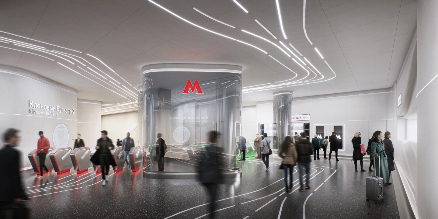 Klenoviy Boulevard Station 2's layout and lighting is designed to help travelers find their way around the station