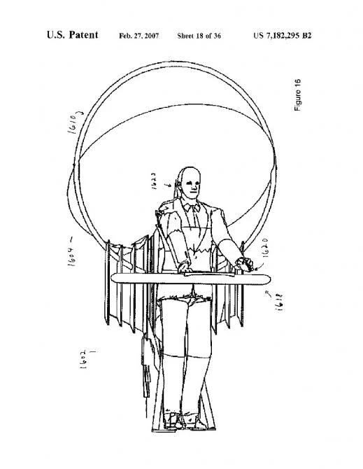 One of the diagrams included in the Personal Flight Systems patent