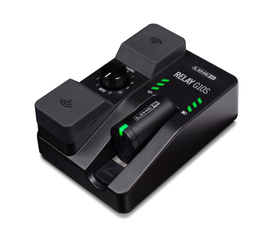 Plugging the supplied G10T transmitter into the receiver unit auto locks onto the strongest available wireless frequency, and also starts charging the transmitter's internal battery