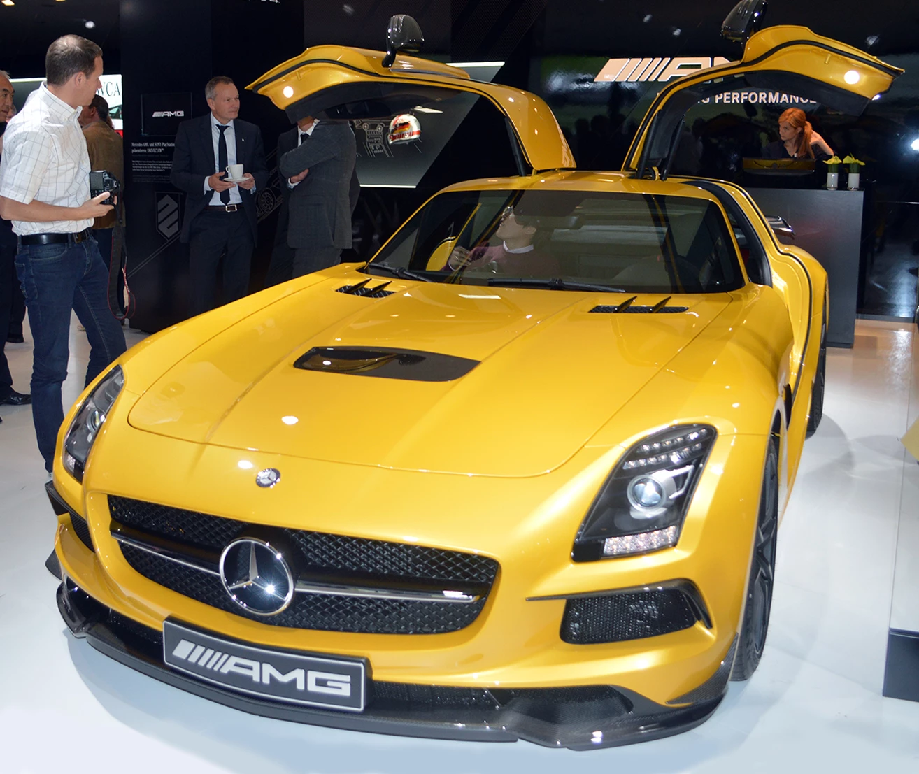 The Mercedes-Benz SLS AMG Black Series opens its gullwings