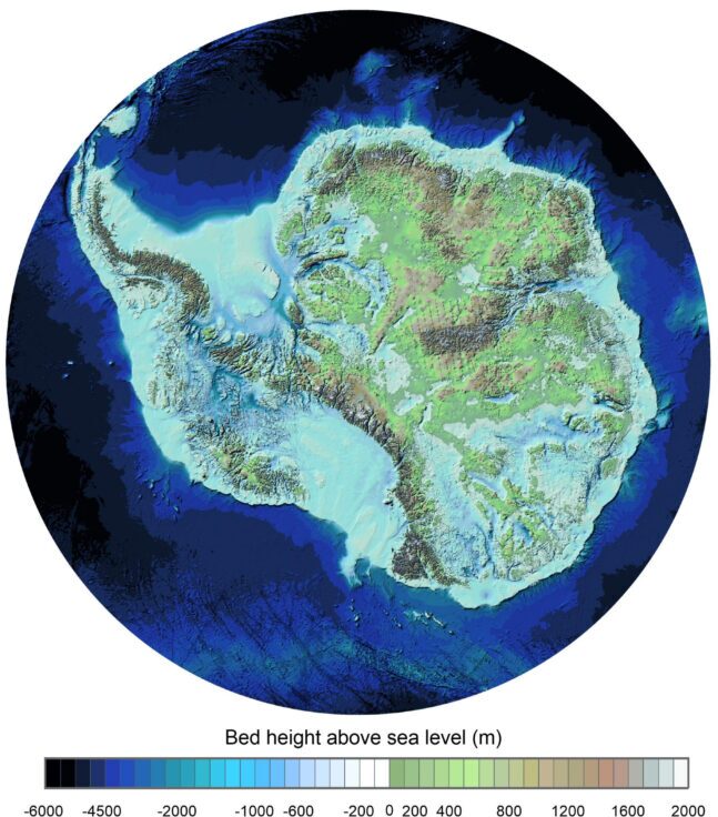 Bedmap3 showing Antarctica without its ice