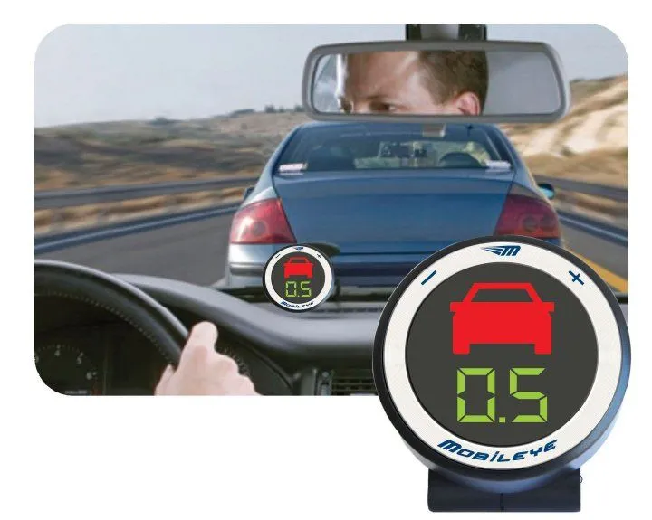 Mobileye's warning system alerts drivers to imminent forward collisions and other driving hazards