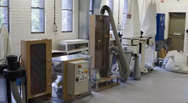 The shoe-recycling line at the Innovative Manufacturing and Construction Research Centre