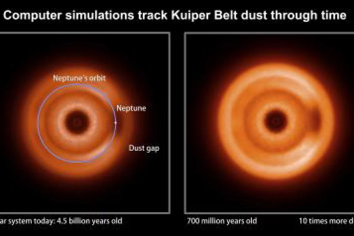 These computer Images represent infrared snapshots of Kuiper Belt dust as seen by a distant observer (Image: NASA/Goddard/Marc Kuchner and Christopher Stark)