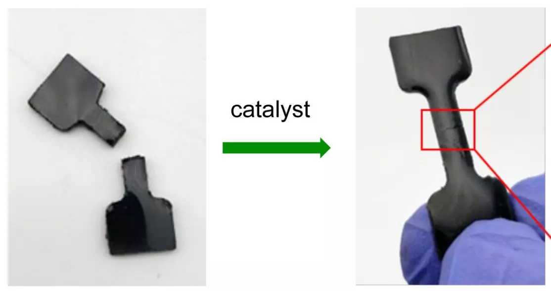 The new rubber material can completely heal itself in minutes after exposure to an amine catalyst