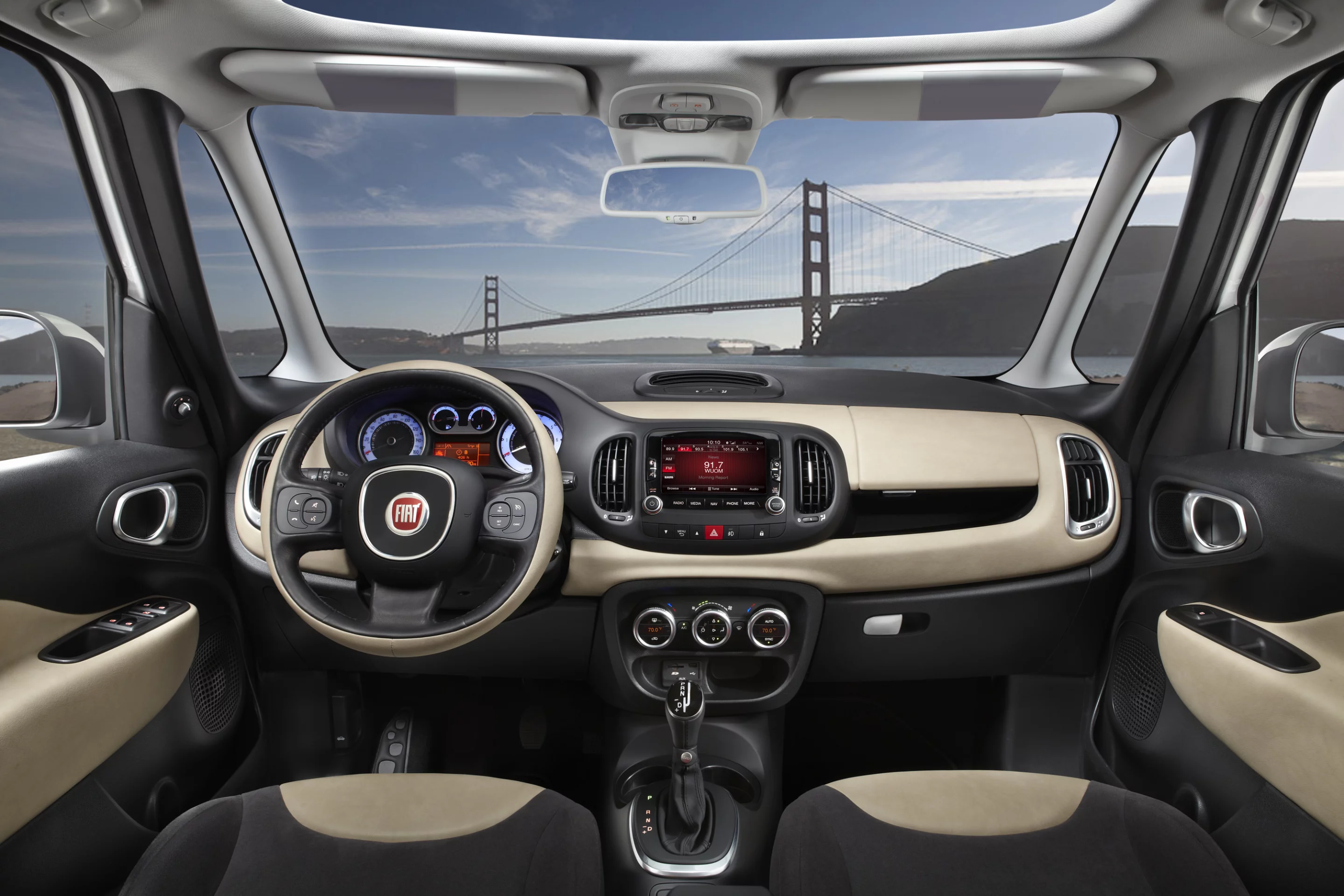 The driver's view inside the Fiat 500L