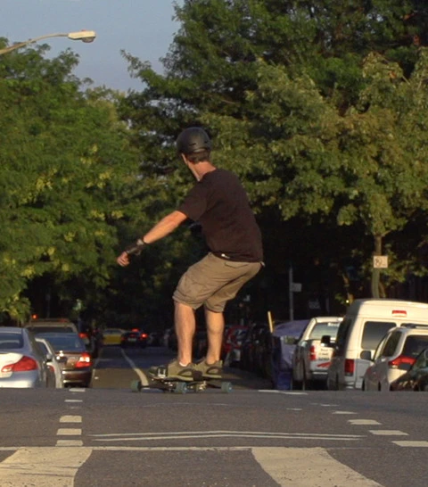 The Leif skateboard carves and stops more like a snowboard
