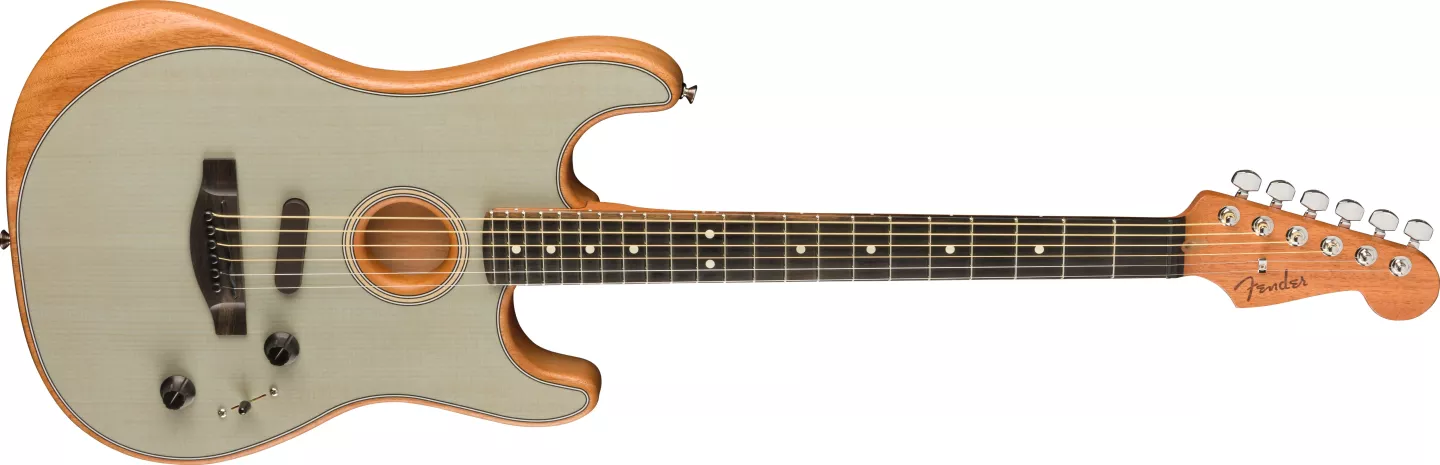 The Acoustasonic Strat comes in five color options, including Transparent Sonic Blue shown here
