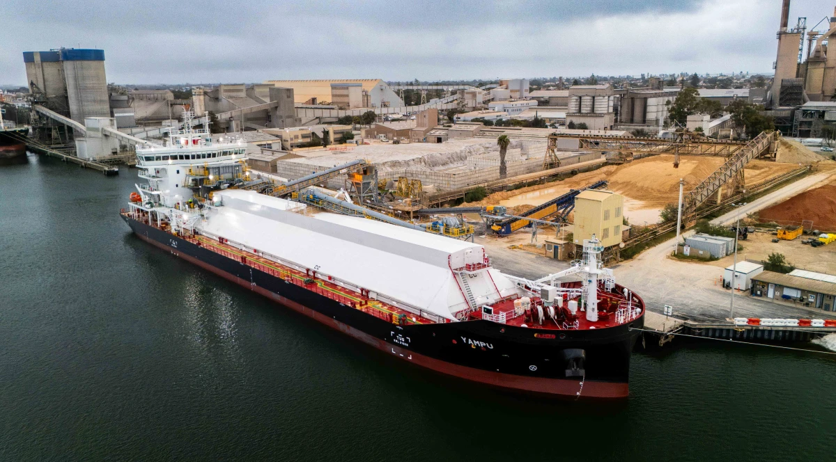 The MV Yampu’s limestone cargo is a crucial chain in an operation providing cement for infrastructure projects across South Australia
