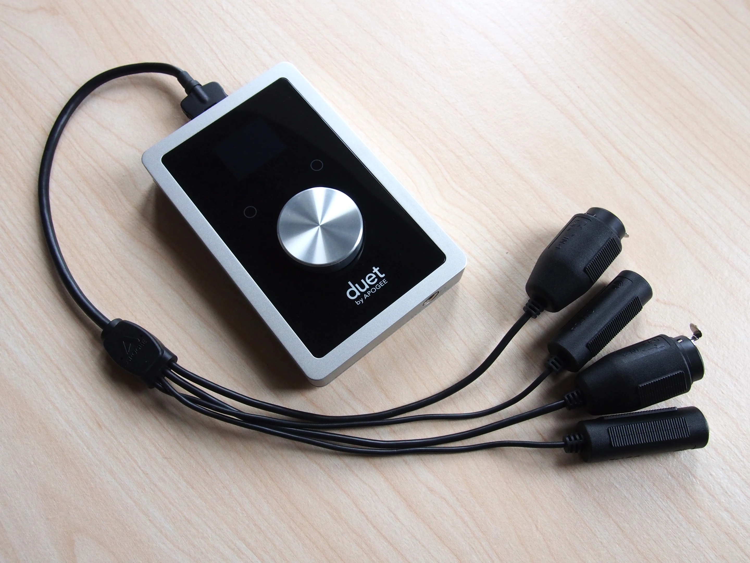 You plug your instruments into the Duet via the included Breakout cable