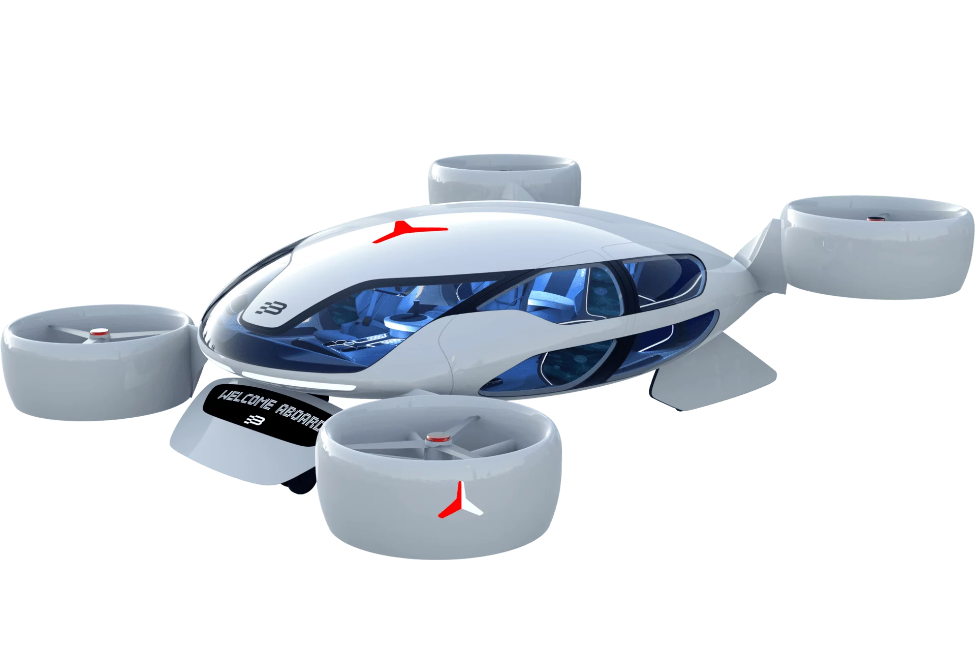 Bartini's eVTOL design, with eight tilting, coaxial ducted rotors, promises 550-km (342-mi) ranges and 300-km/h (186-mph) speeds thanks to HyPoint's turbo air-cooled hydrogen fuel cell powertrains