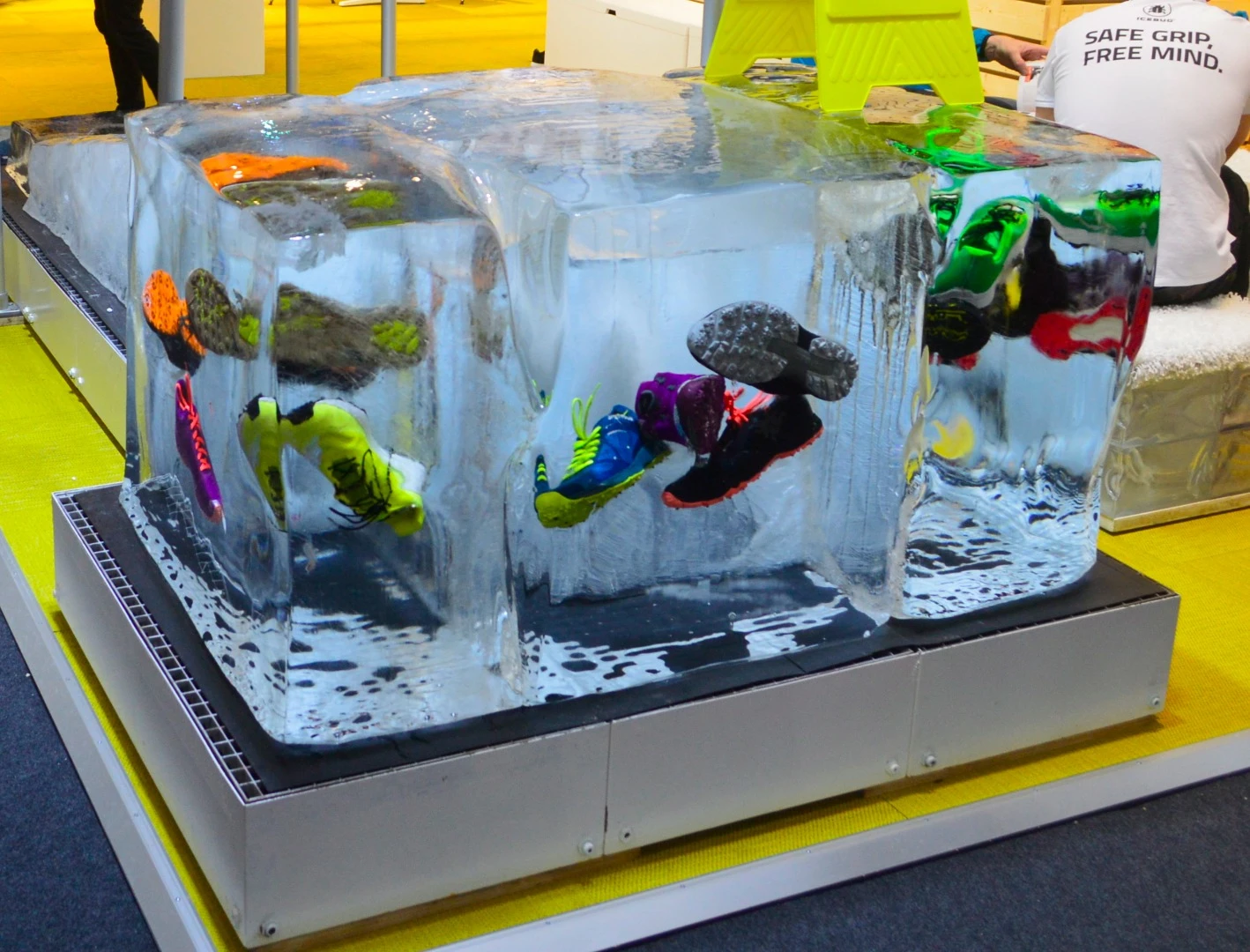 Icebug shoes trapped in ice - perhaps the only way ice can slow them down