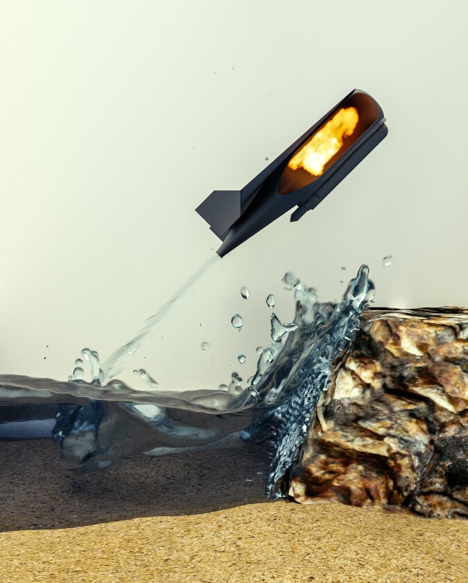 Render of the flying fish-inspired robot in action