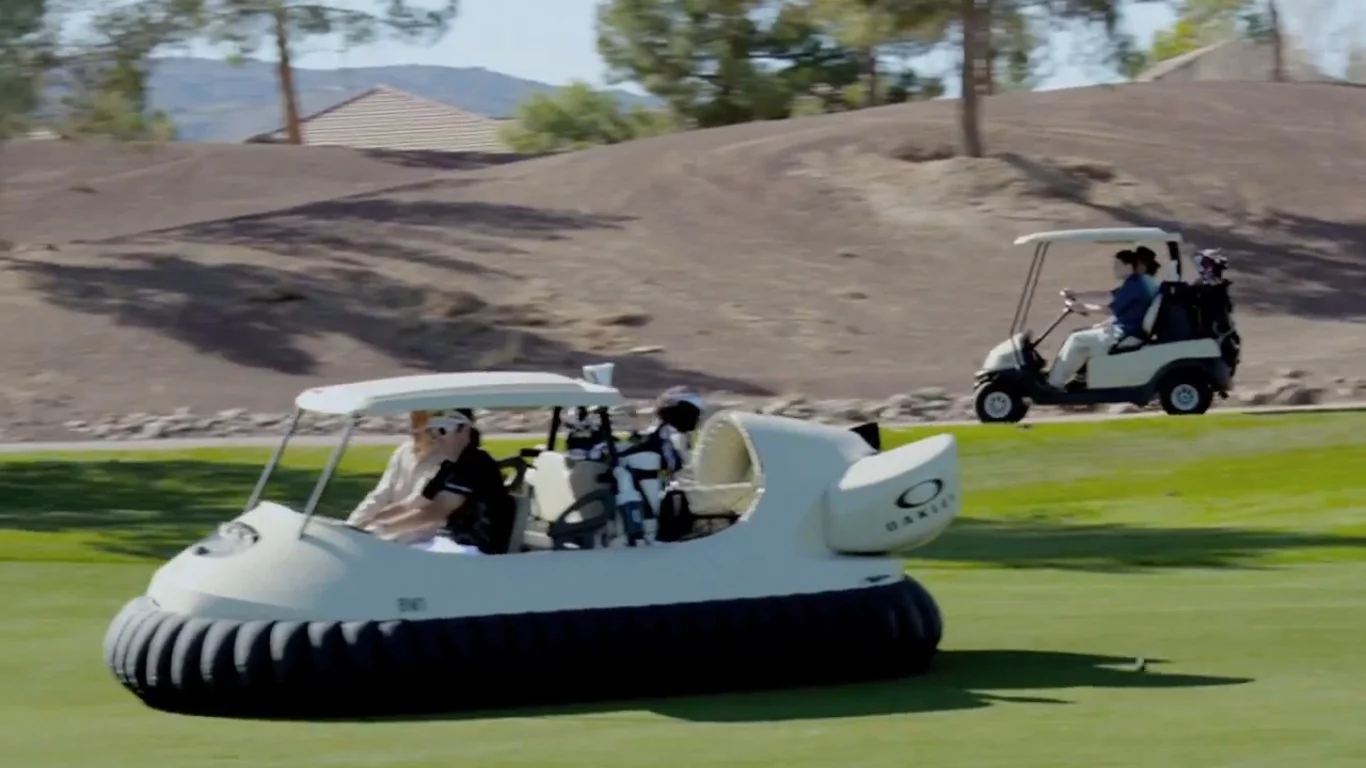 Pro golfer Bubba Watson teamed up with Oakley to produce the BW1, the world's first hovercraft golf cart