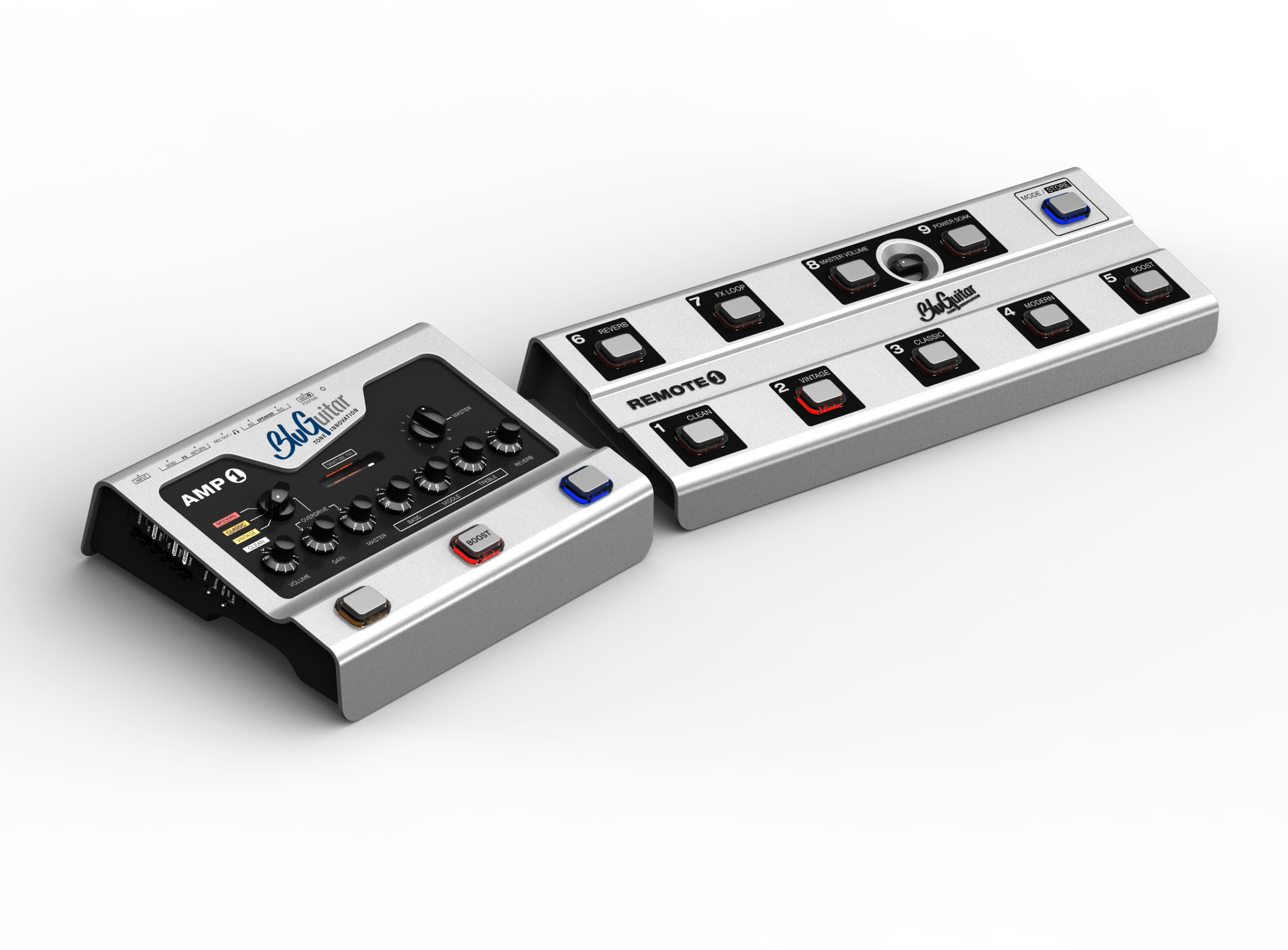 For direct control over expanded Amp1 functionality, BluGuitar is also launching the Remote1