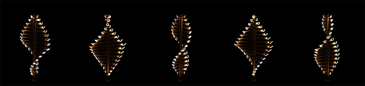 A work of art as well as functional street lighting, Flow's design has been kept simple so that it can be assembled by an unskilled local workforce