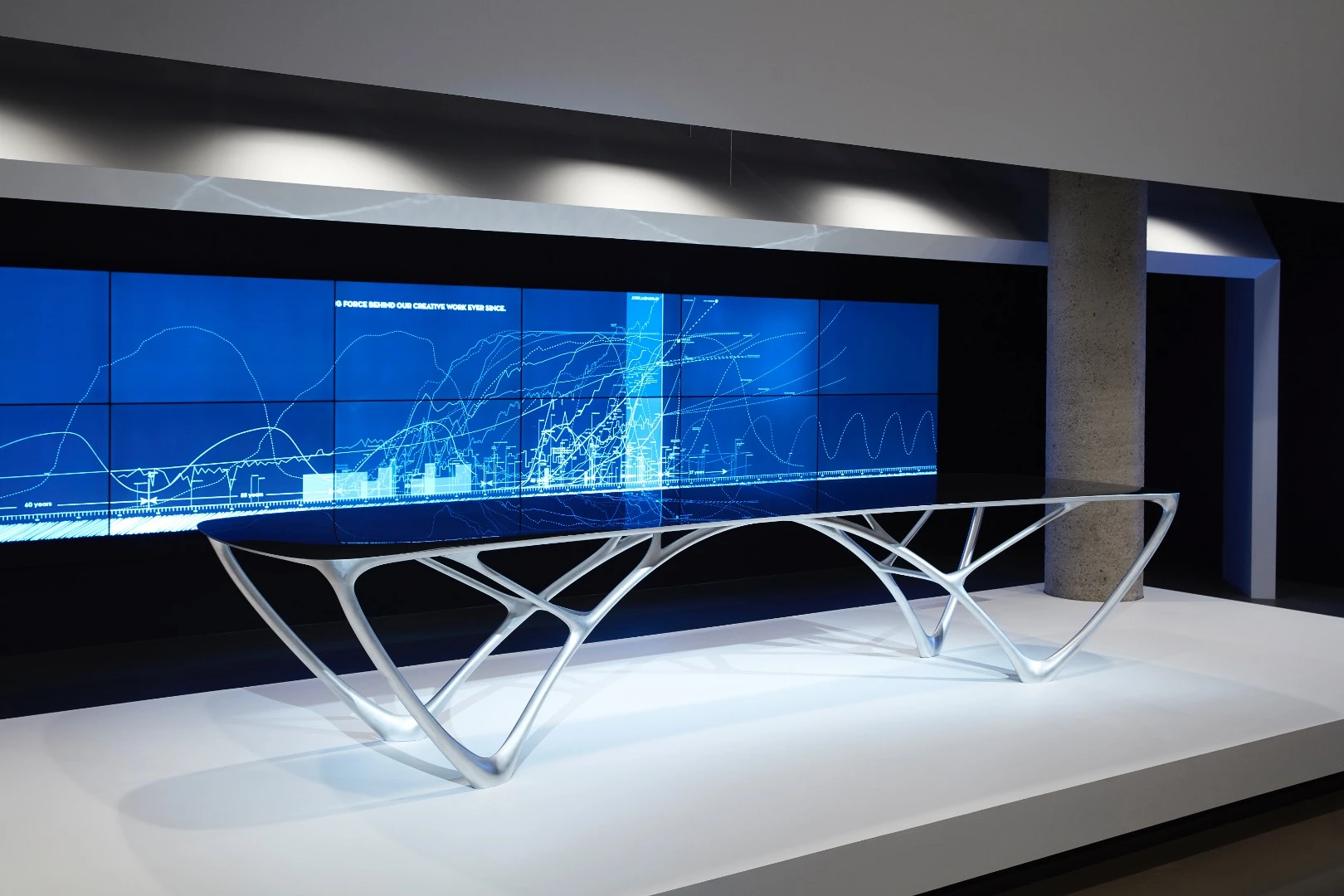 Installation view of Joris Laarman Bridge table, large, prototype 2010 on display in NGV Triennial at NGV International, 2017
