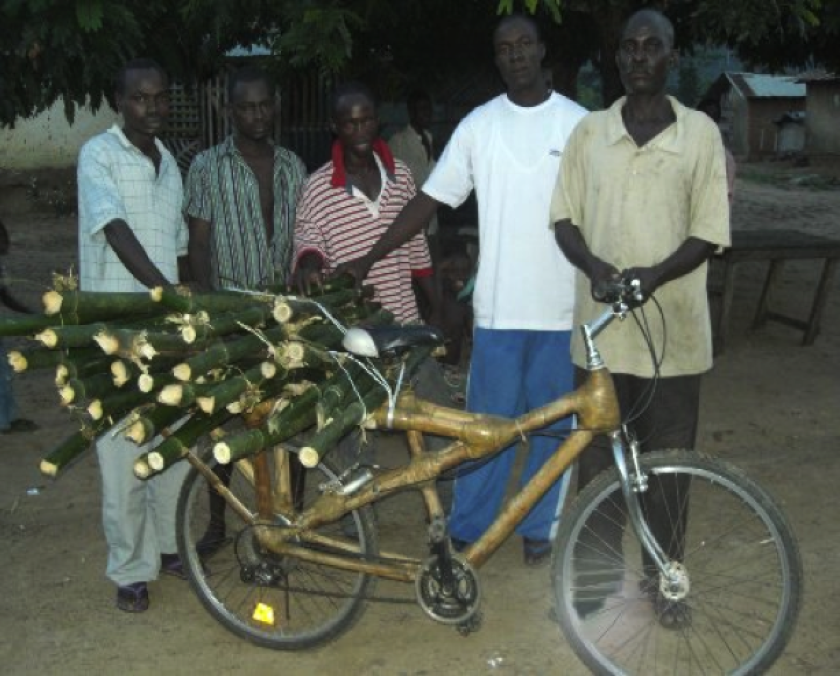 A bamboo bike on the job in Ghana
