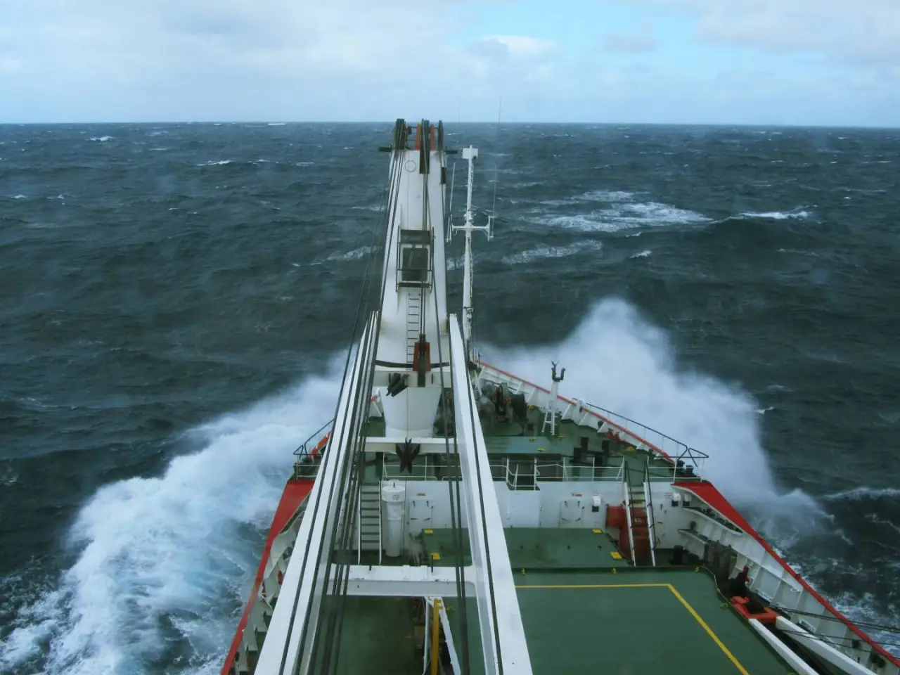 A research vessel investigating the effects of human-created carbon dioxide emissions on the seafloor, which is found to be dissolving at an increased rate