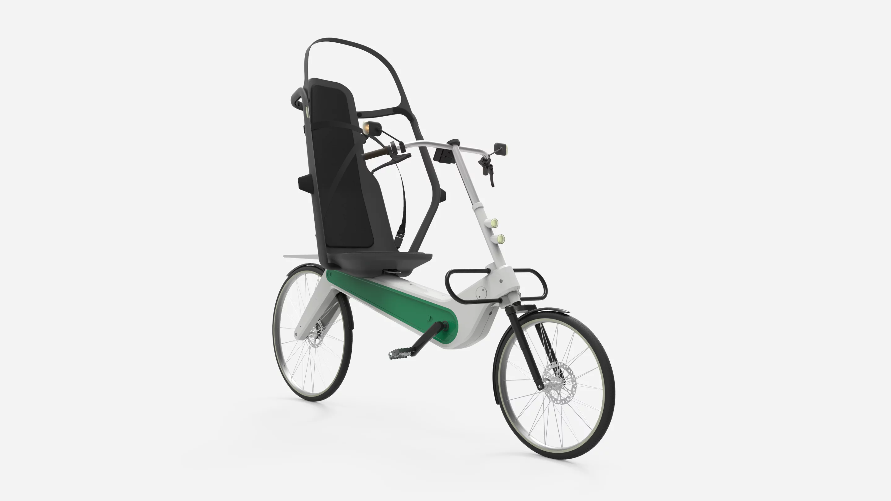 The semi-recumbent Babel Bike will be made in both pedal-electric and fully human-powered models