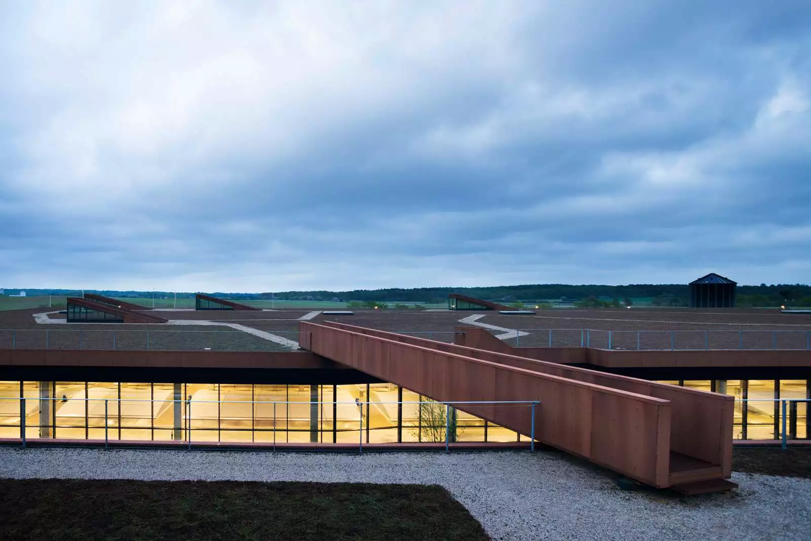 The Solrødgård Water Treatment Plant's two parts are joined by a steel bridge